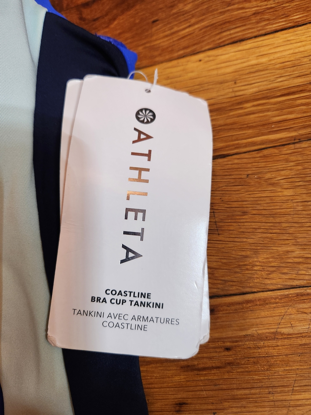Athleta Blue & Cream Colorblock Tank Top NWT Size 36B/C - Picture 13 of 16